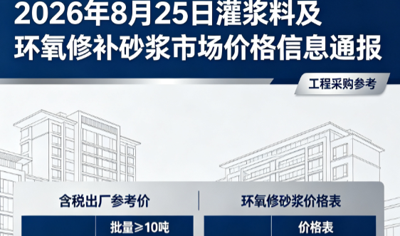 莲湖2026年8月25日灌浆料及环氧修补砂浆市场价格信息通报